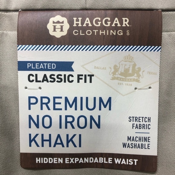 Haggar Classic Fit Khaki Mens Pants Size 34x32 NWT - Picture 3 of 4